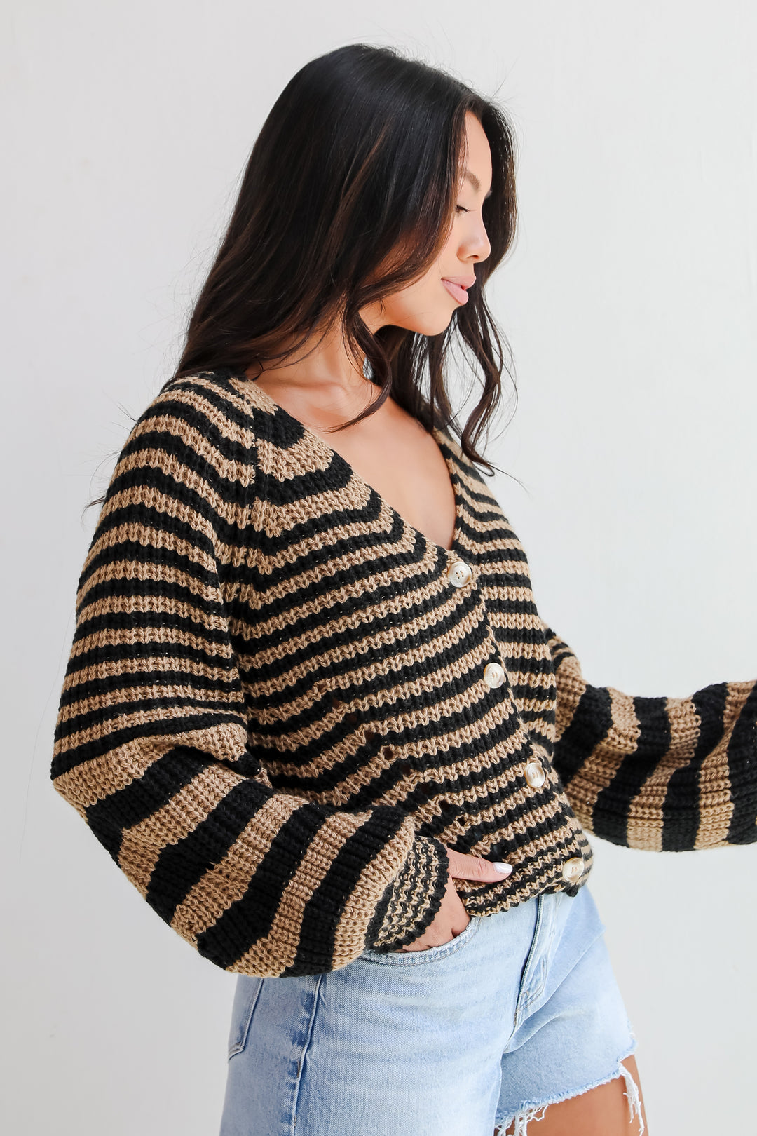 Snuggly Weather Striped Sweater Cardigan