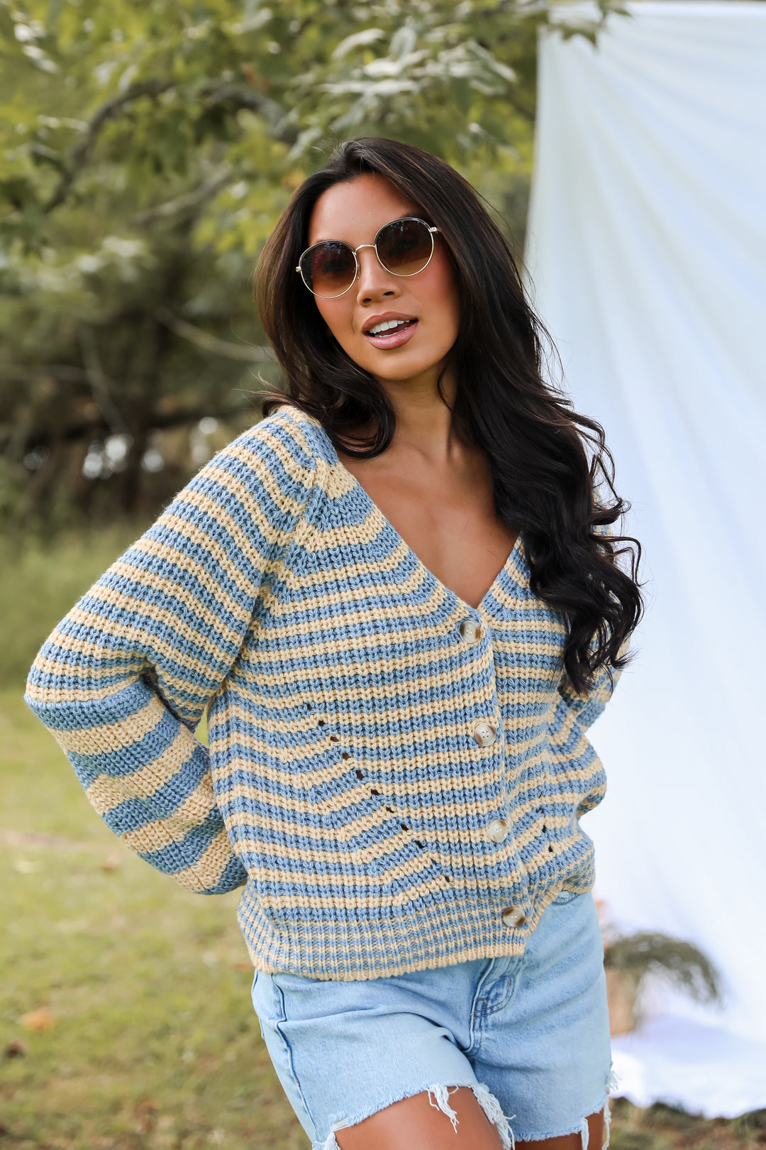 Snuggly Weather Striped Sweater Cardigan