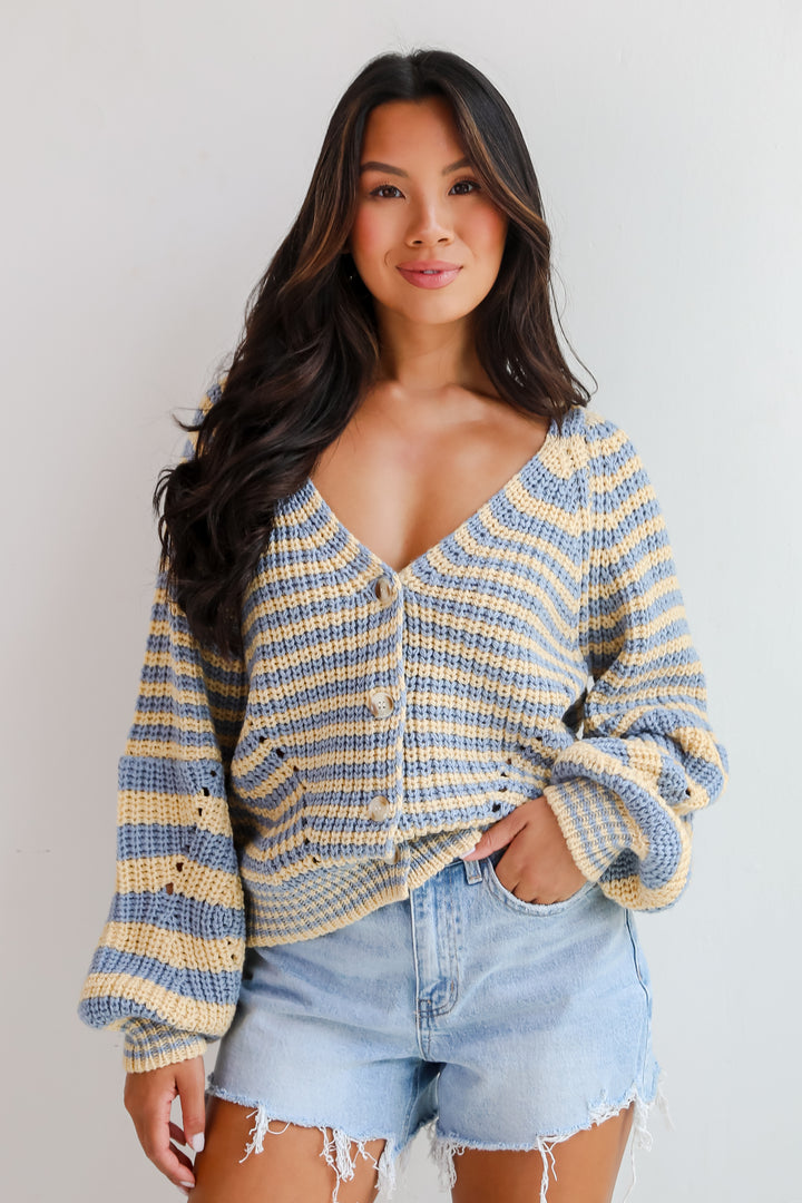 Snuggly Weather Striped Sweater Cardigan