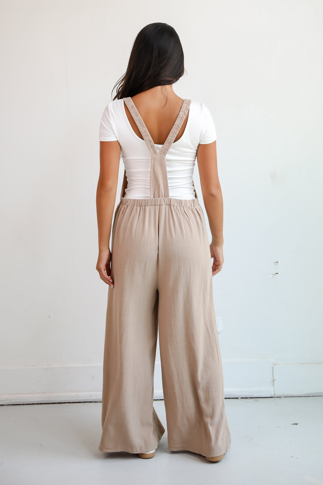 Charm And Poise Taupe Linen Jumpsuit