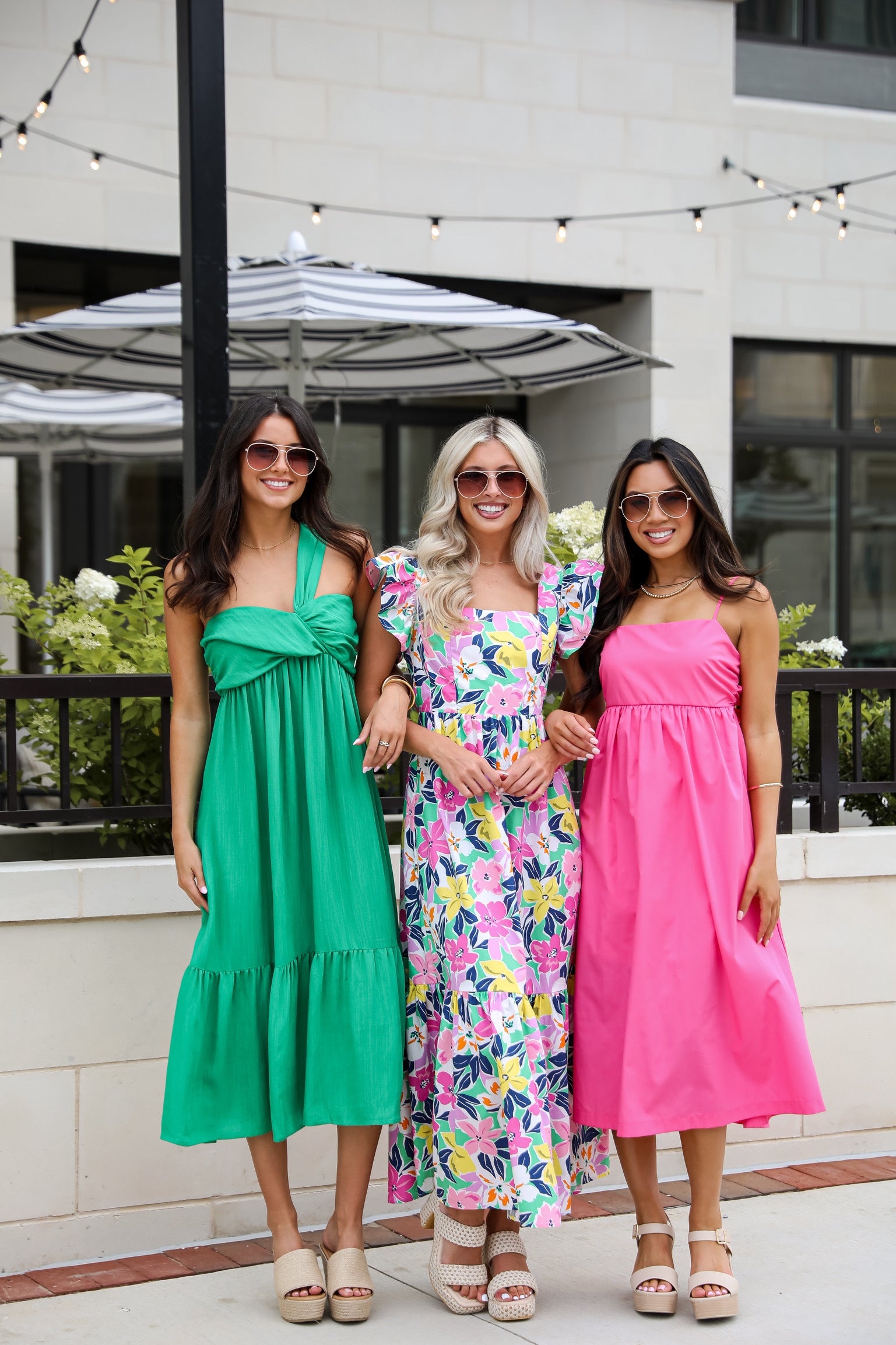 3 models wearing cute summer maxi and midi dresses