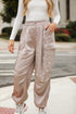 Champagne Satin Cargo Pants