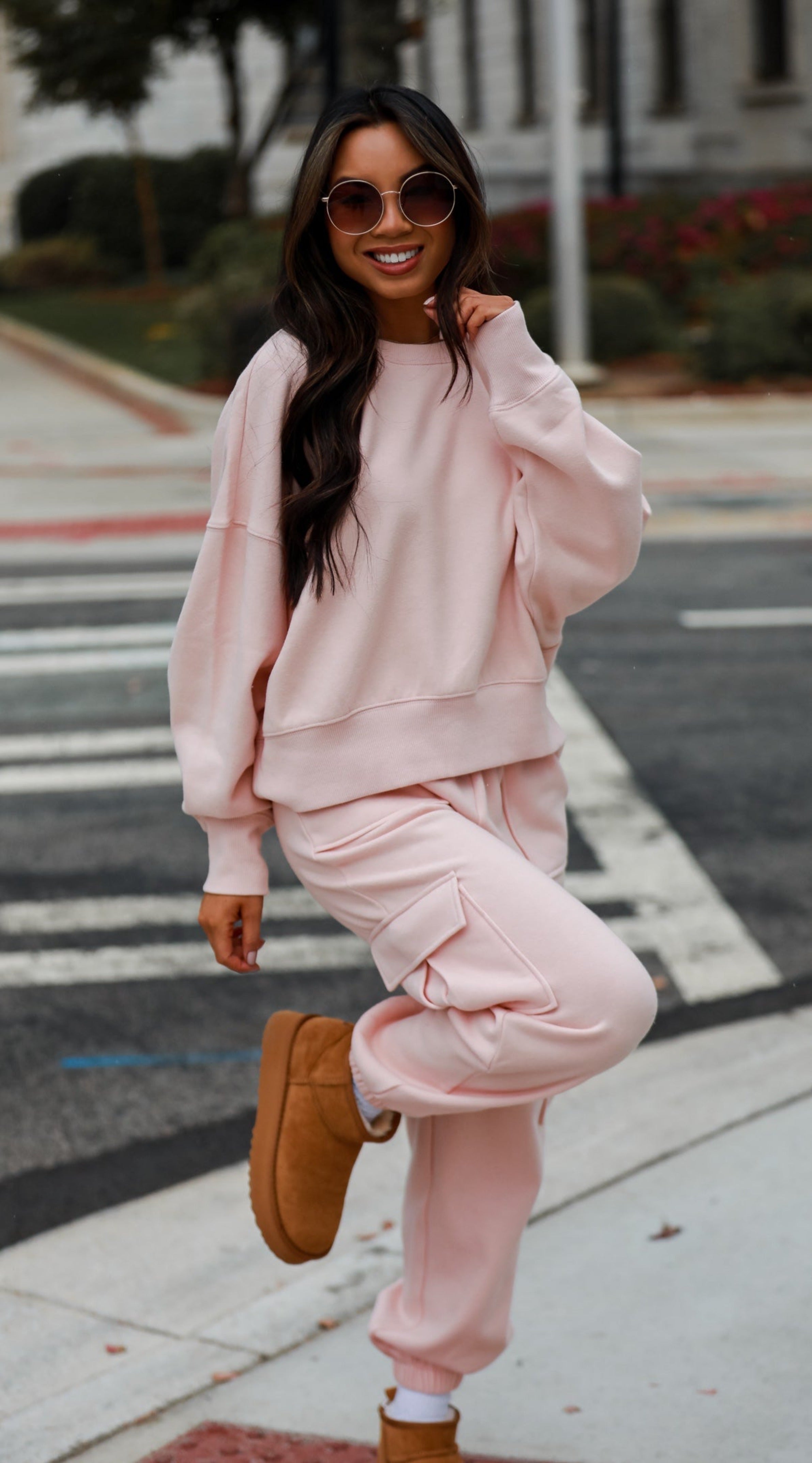 pink Fleece Cargo Jogger Sweatpants