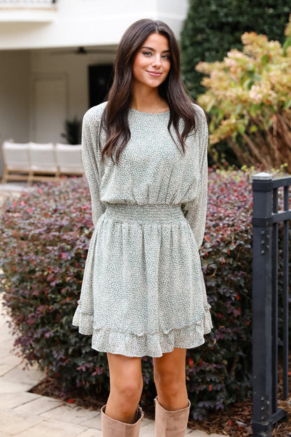 Gorgeous Elevation Green Floral Mini Dress