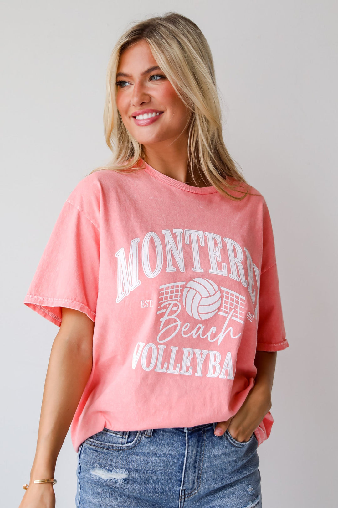 Monterey Beach Volleyball Coral Graphic Tee