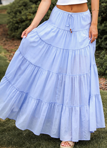 Adorable Lifestyle Periwinkle Tiered Maxi Skirt