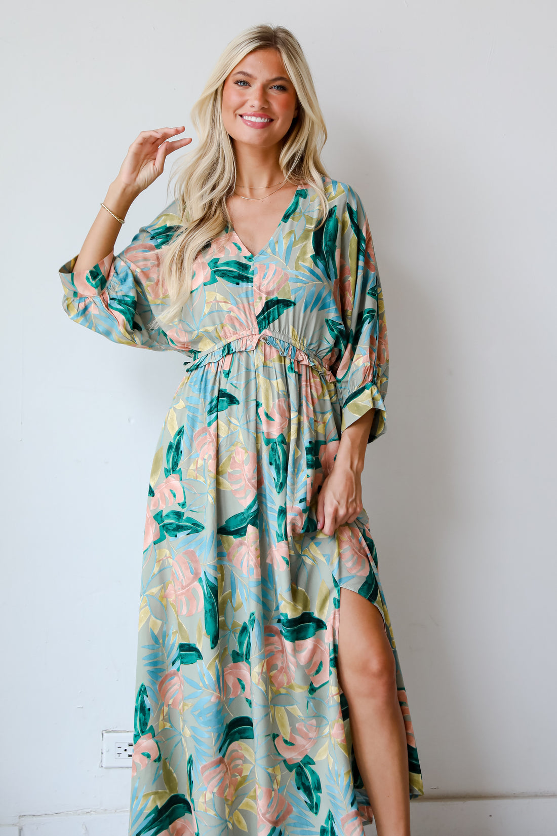 Bound For Paradise Sage Maxi Dress