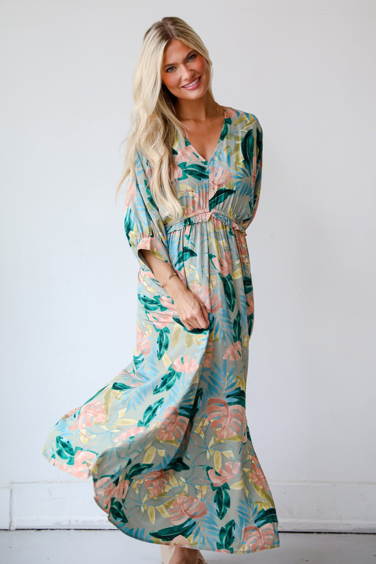 Bound For Paradise Sage Maxi Dress