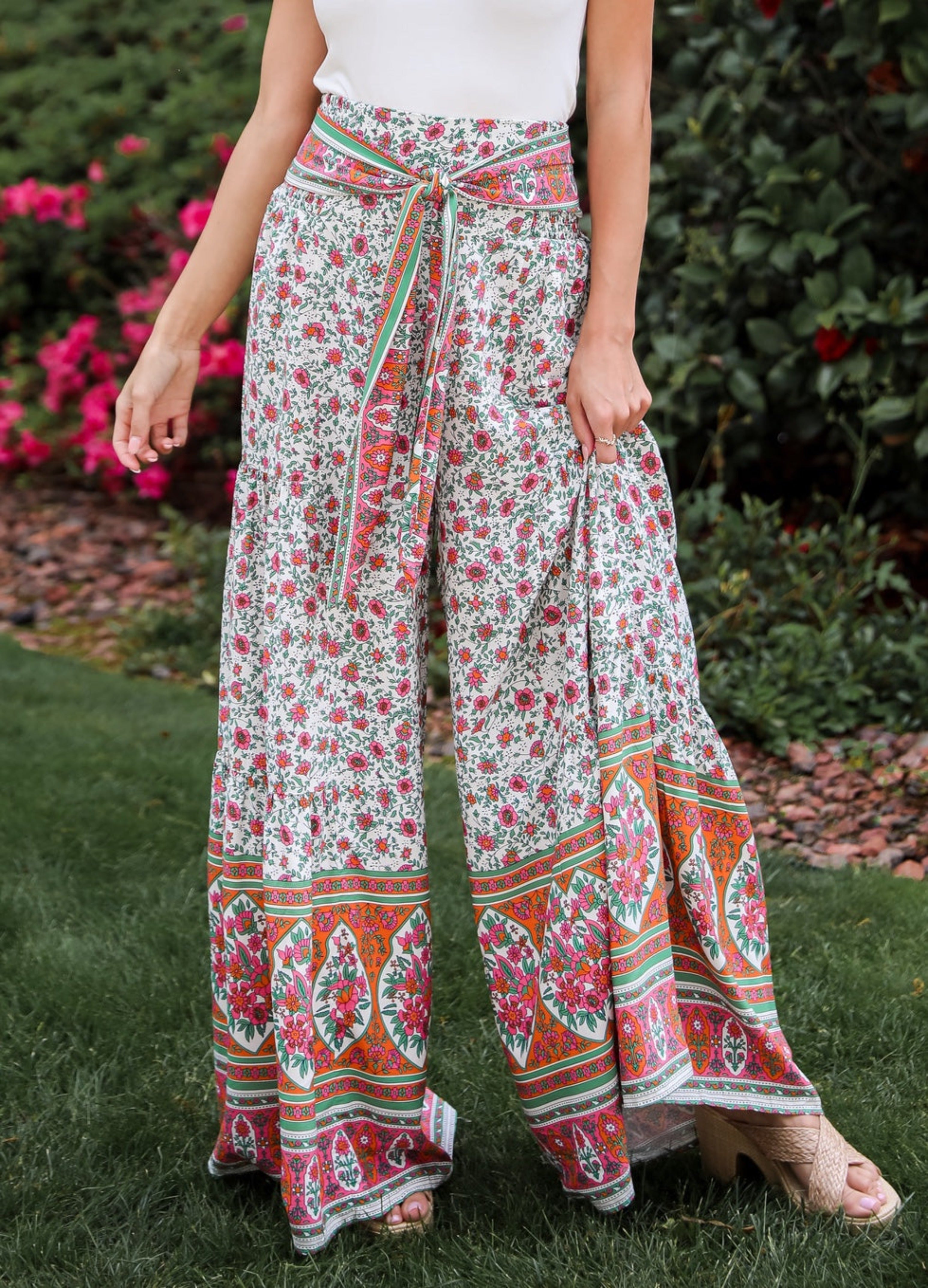 Floral Wide Leg Pants