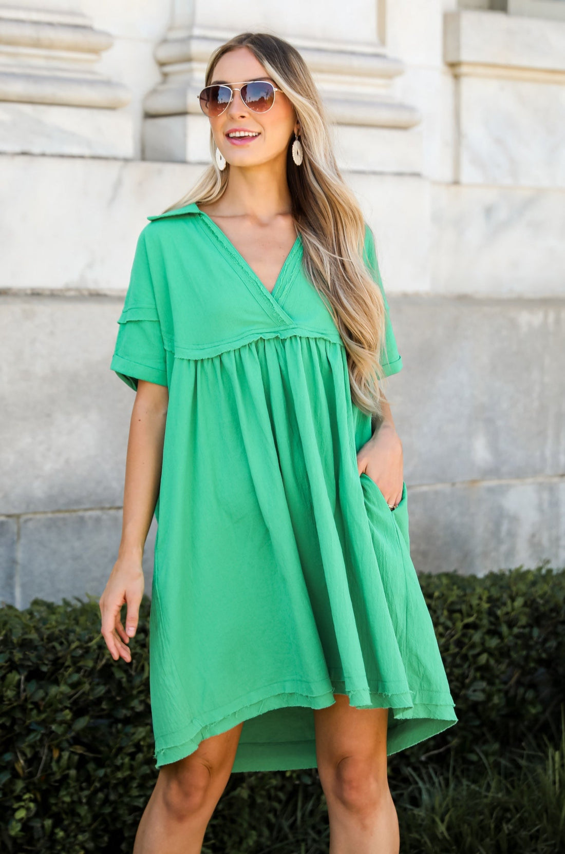 Bound To Charm Kelly Green Babydoll Mini Dress