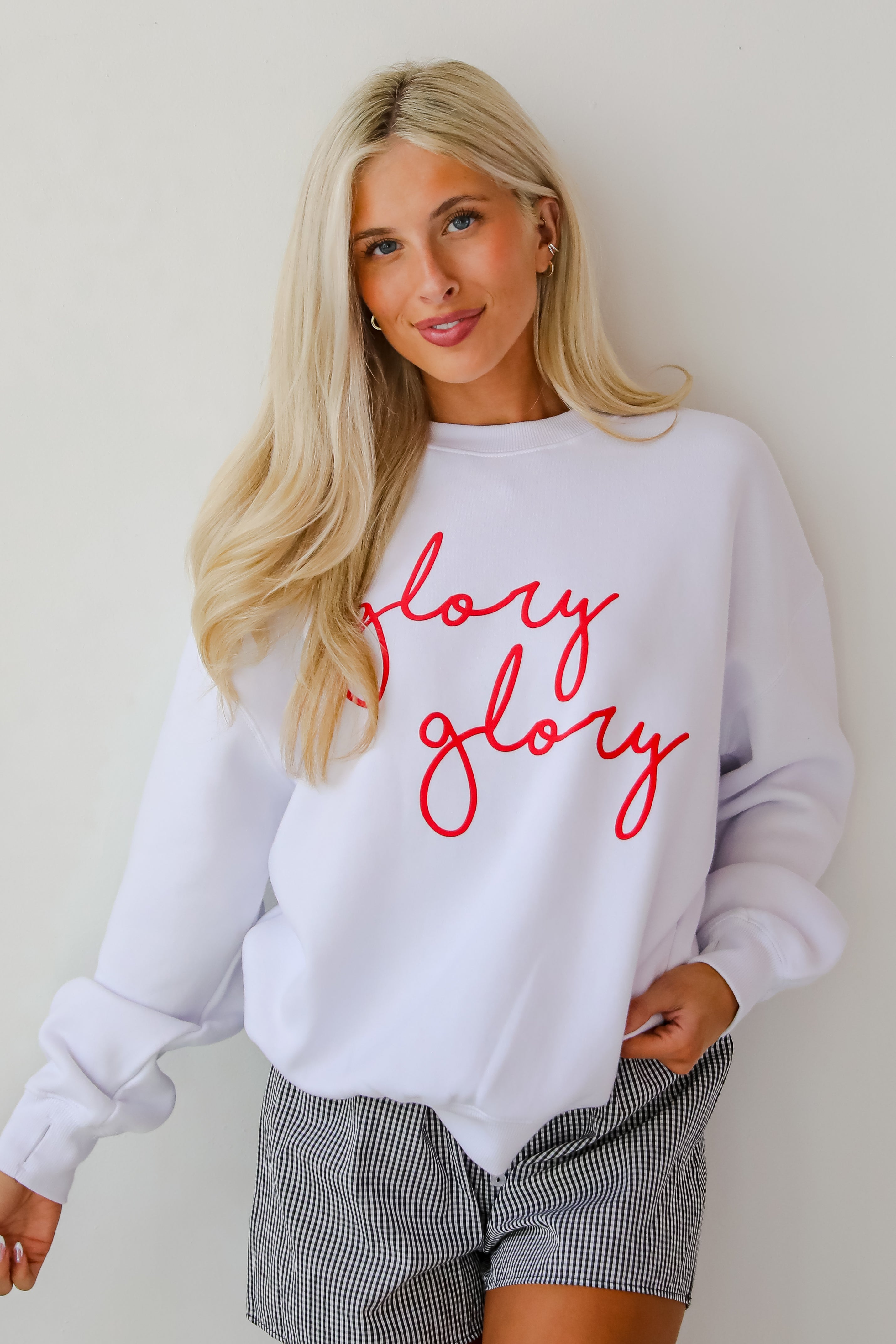 White Glory Glory Script Sweatshirt