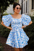 Memorable Poise Blue Floral Mini Dress