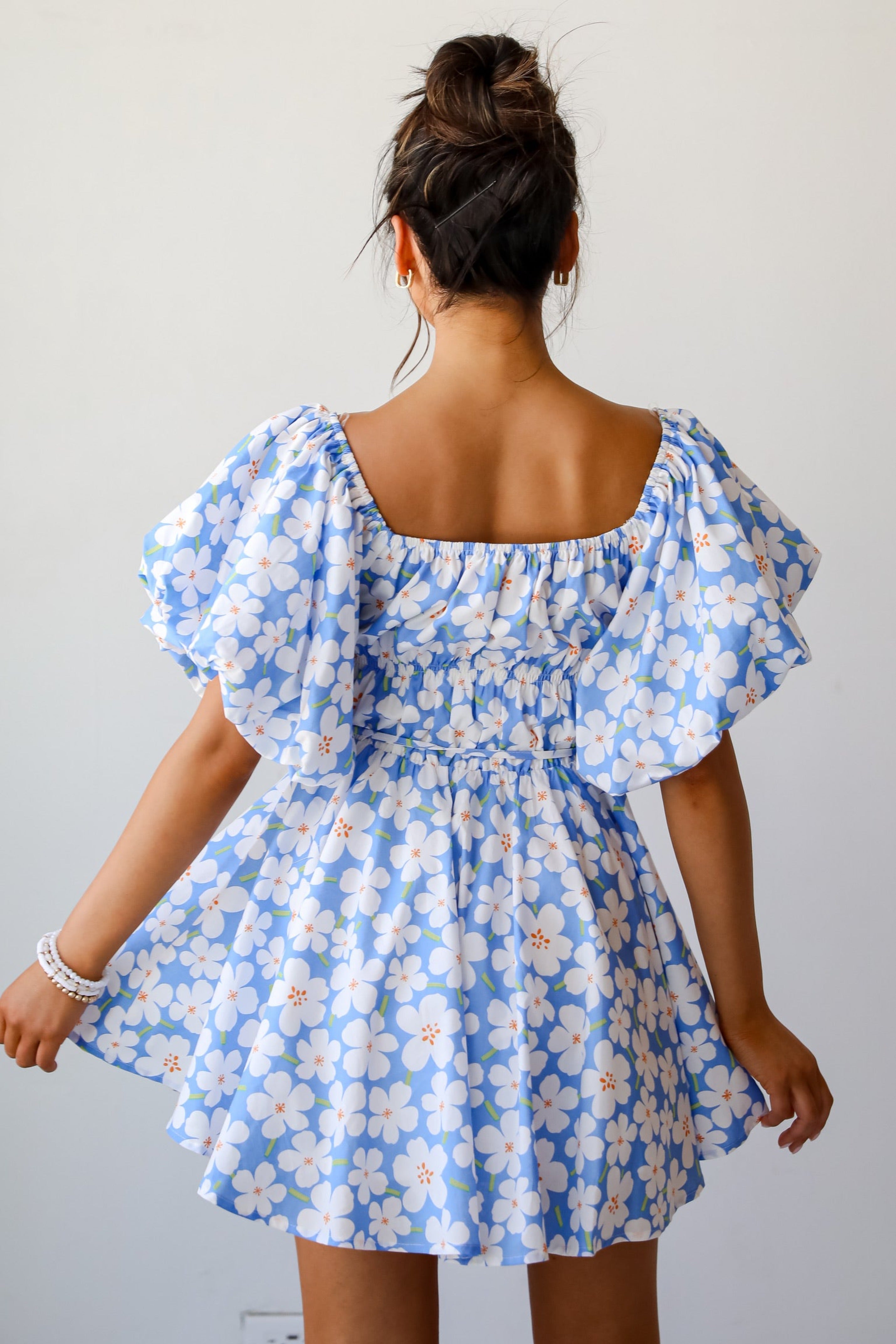 Memorable Poise Blue Floral Mini Dress