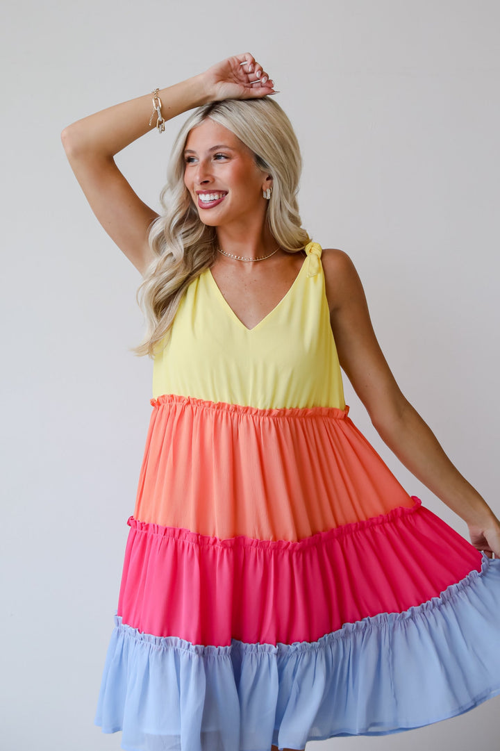 Tiered Color Block Mini Dress