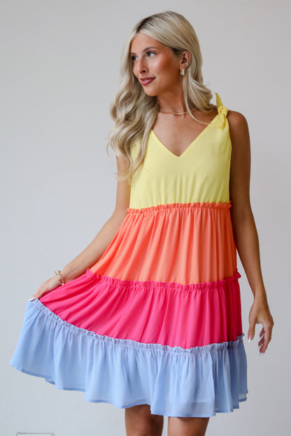 Tiered Color Block Mini Dress