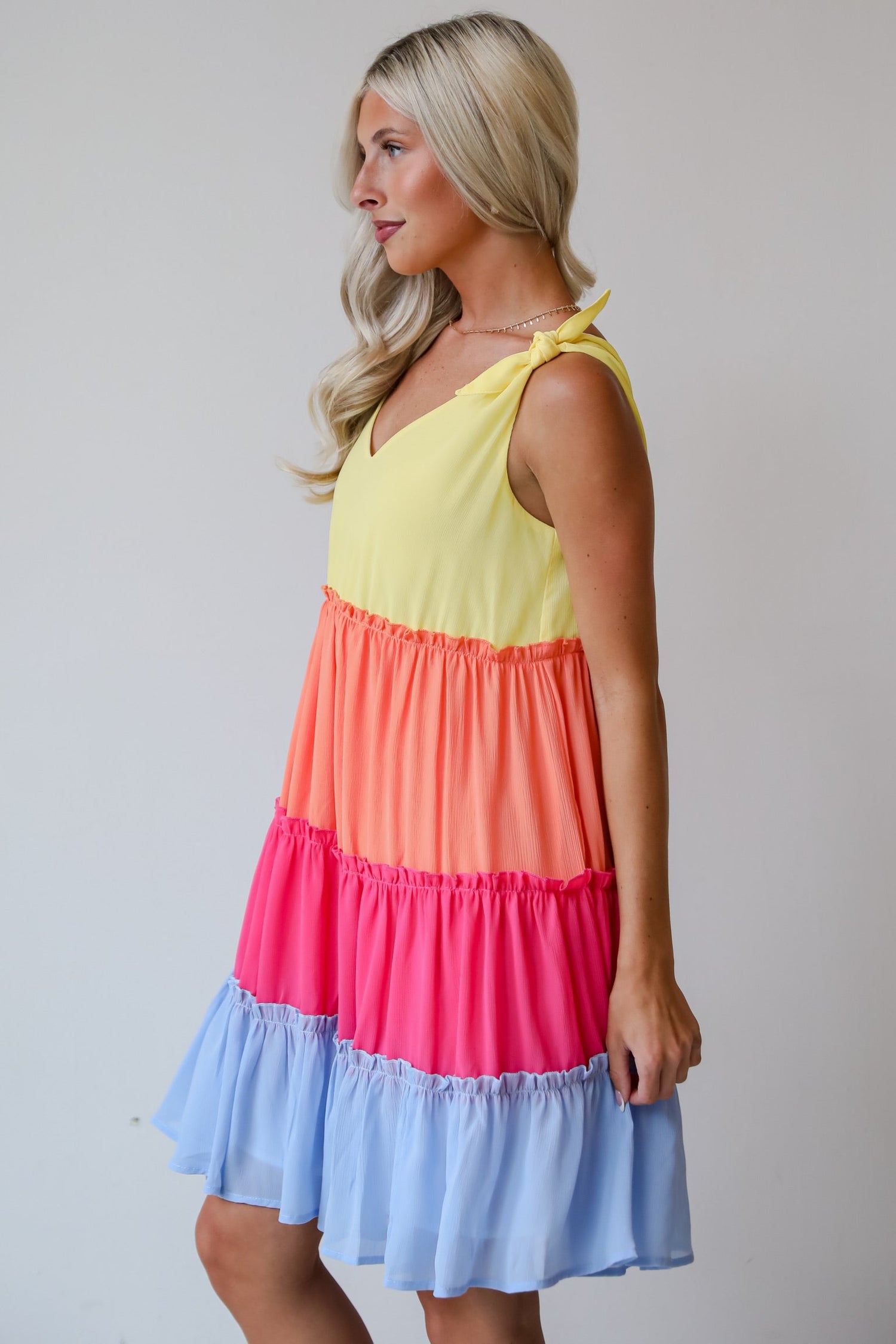 Tiered Color Block Mini Dress