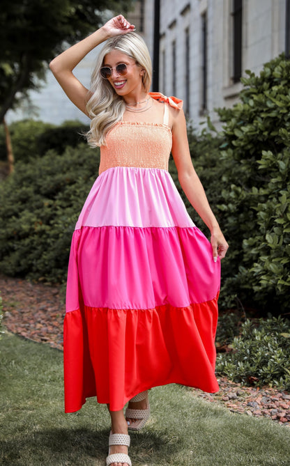 Sunset Moments Color Block Maxi Dress