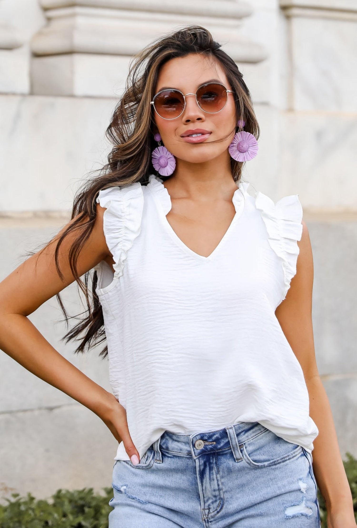 Definite Chicness White Ruffle Blouse