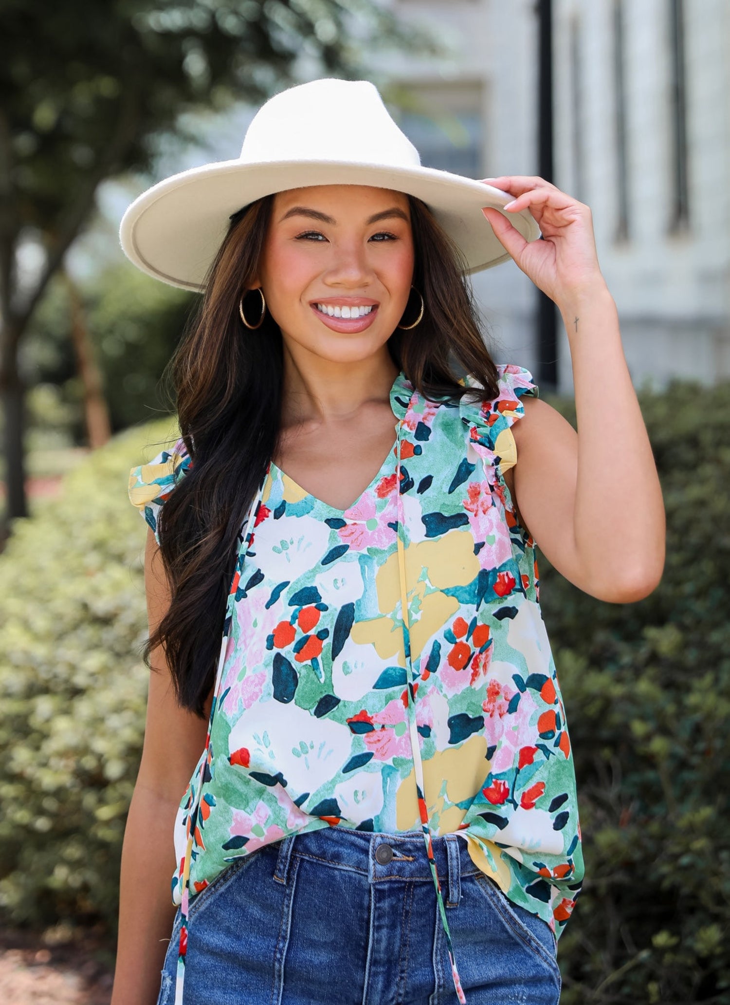 Lovely Statement Green Floral Blouse