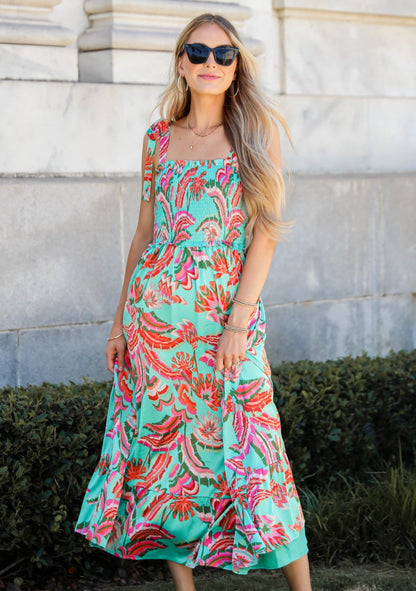 Flirty Dreamer Jade Satin Maxi Dress