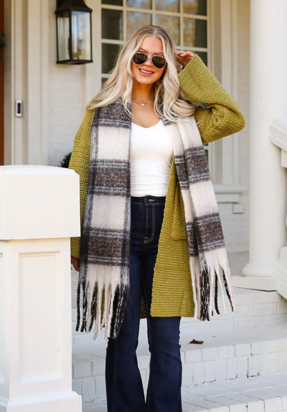 Snuggly Elevation Plaid Fringe Scarf