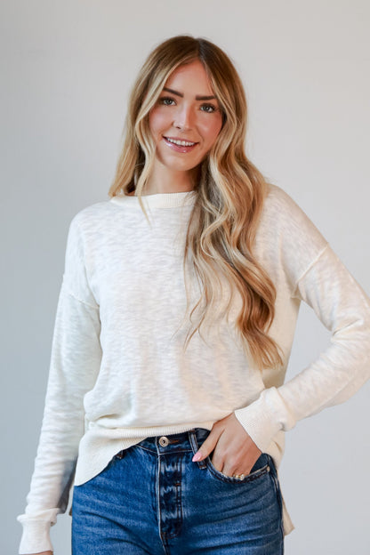 white Lightweight Knit Sweater