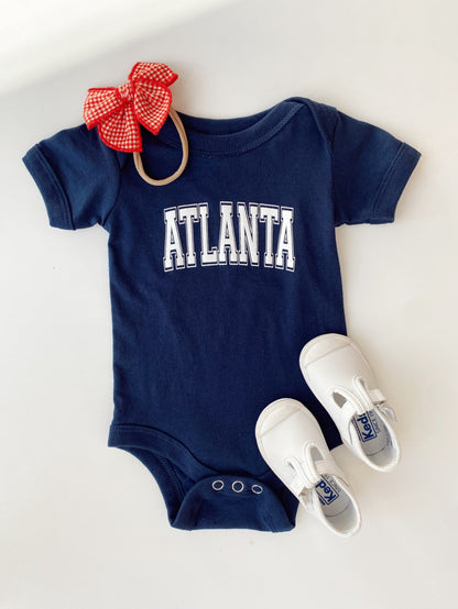 Navy Atlanta Block Letter Onesie