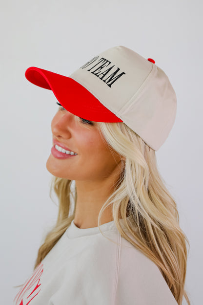 Red Go Team Color Block Embroidered Hat