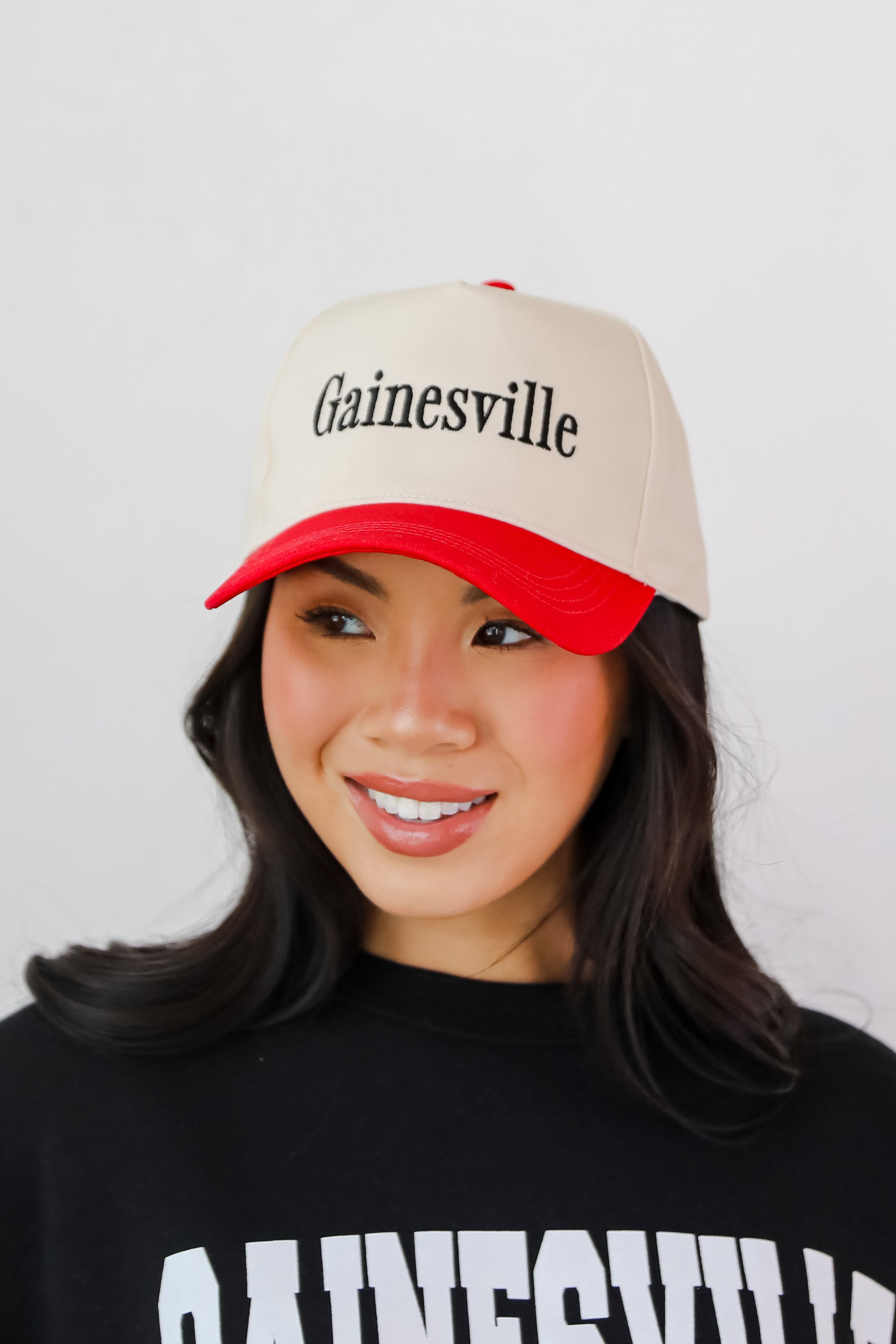 Red Gainesville Color Block Embroidered Hat