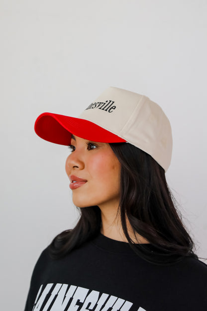 Red Gainesville Color Block Embroidered Hat