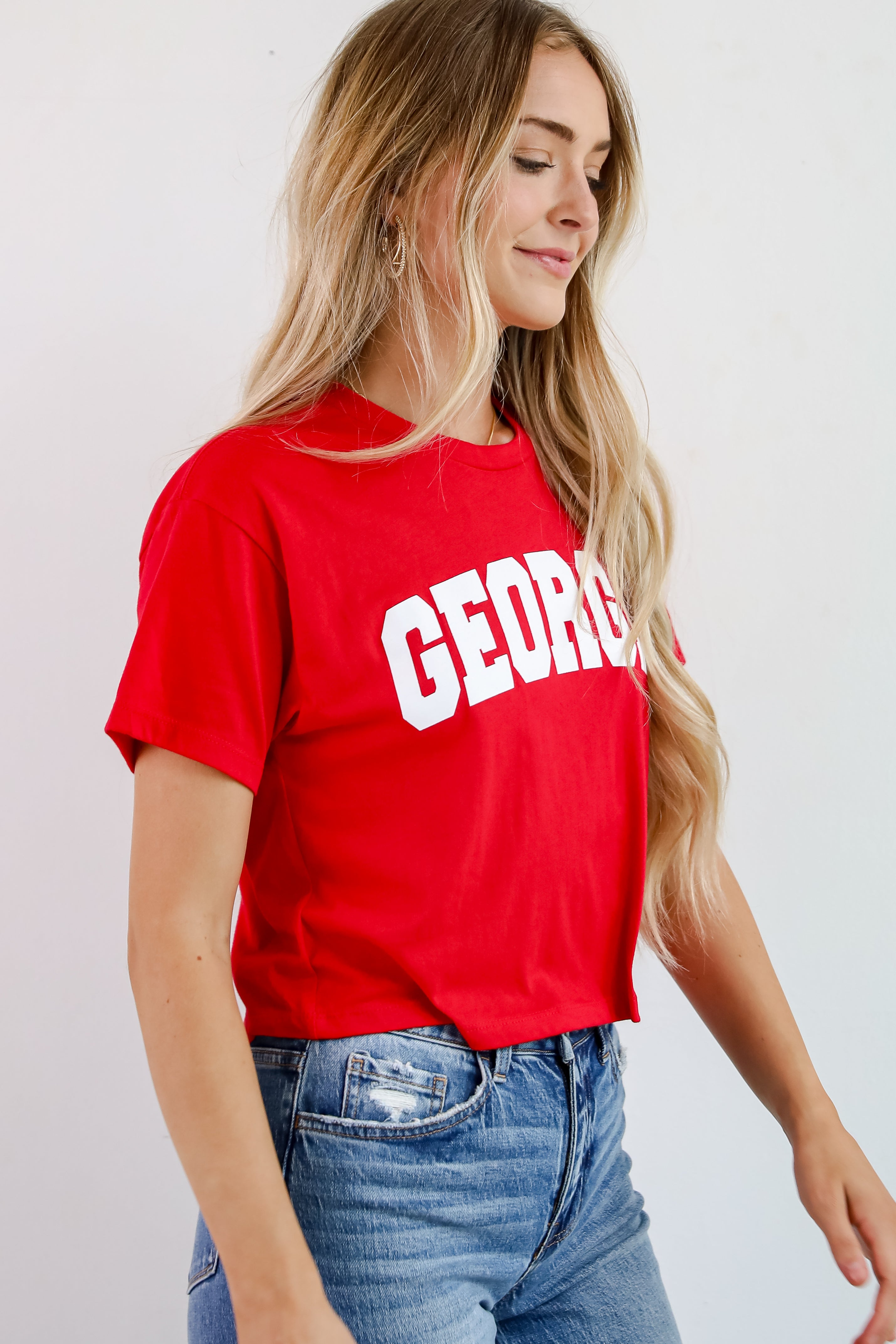 Red Georgia Block Letter Cropped Tee