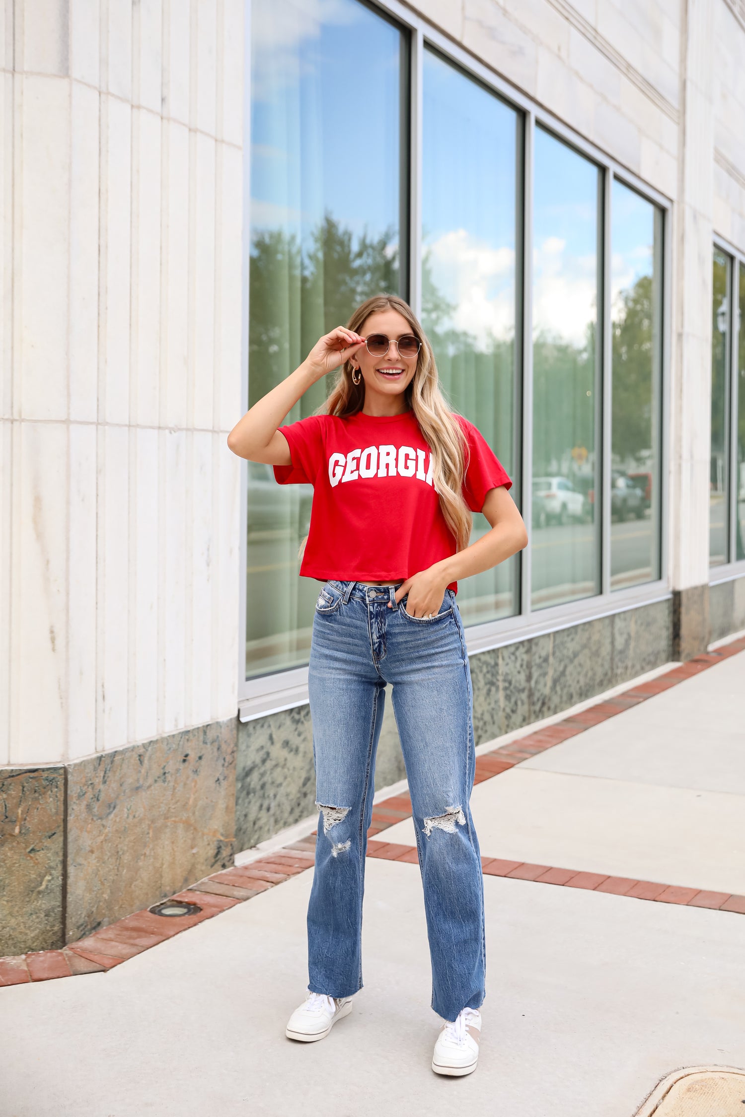 Red Georgia Block Letter Cropped Tee