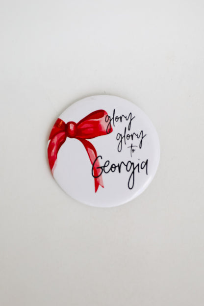 White Glory Glory To Georgia Bow Button