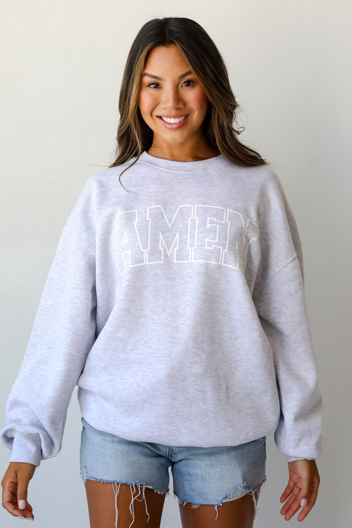 Heather Grey Amen Sweatshirt