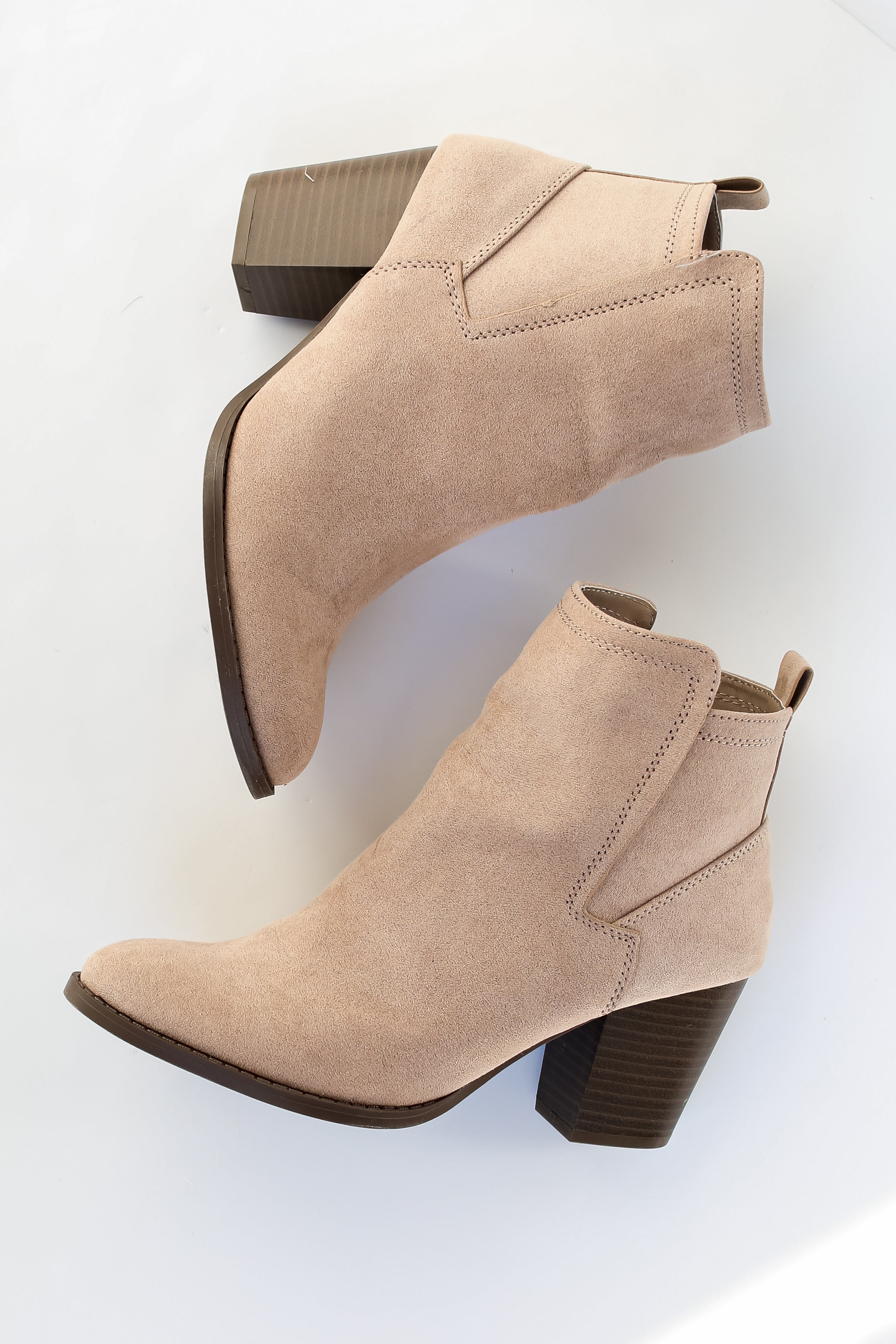 Taupe Booties flat lay