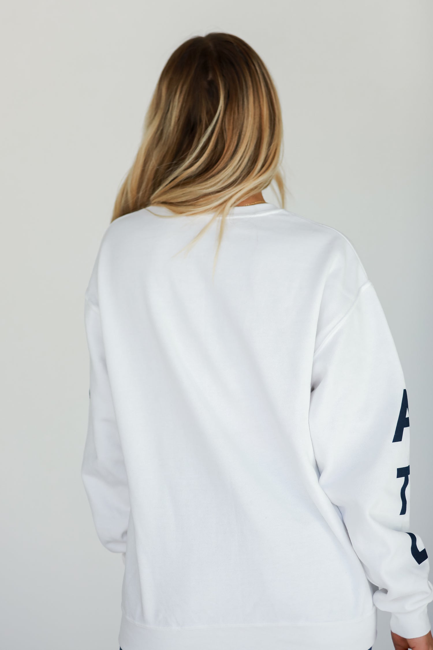 White Atlanta Baseball Sweatshirt back view