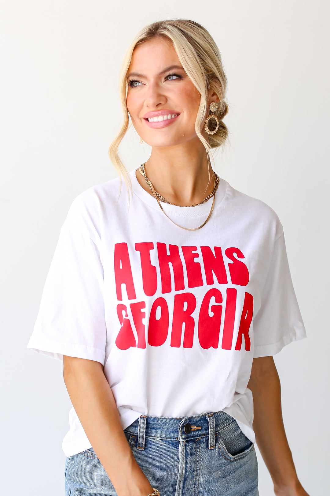 White Athens Georgia Cropped Tee close up