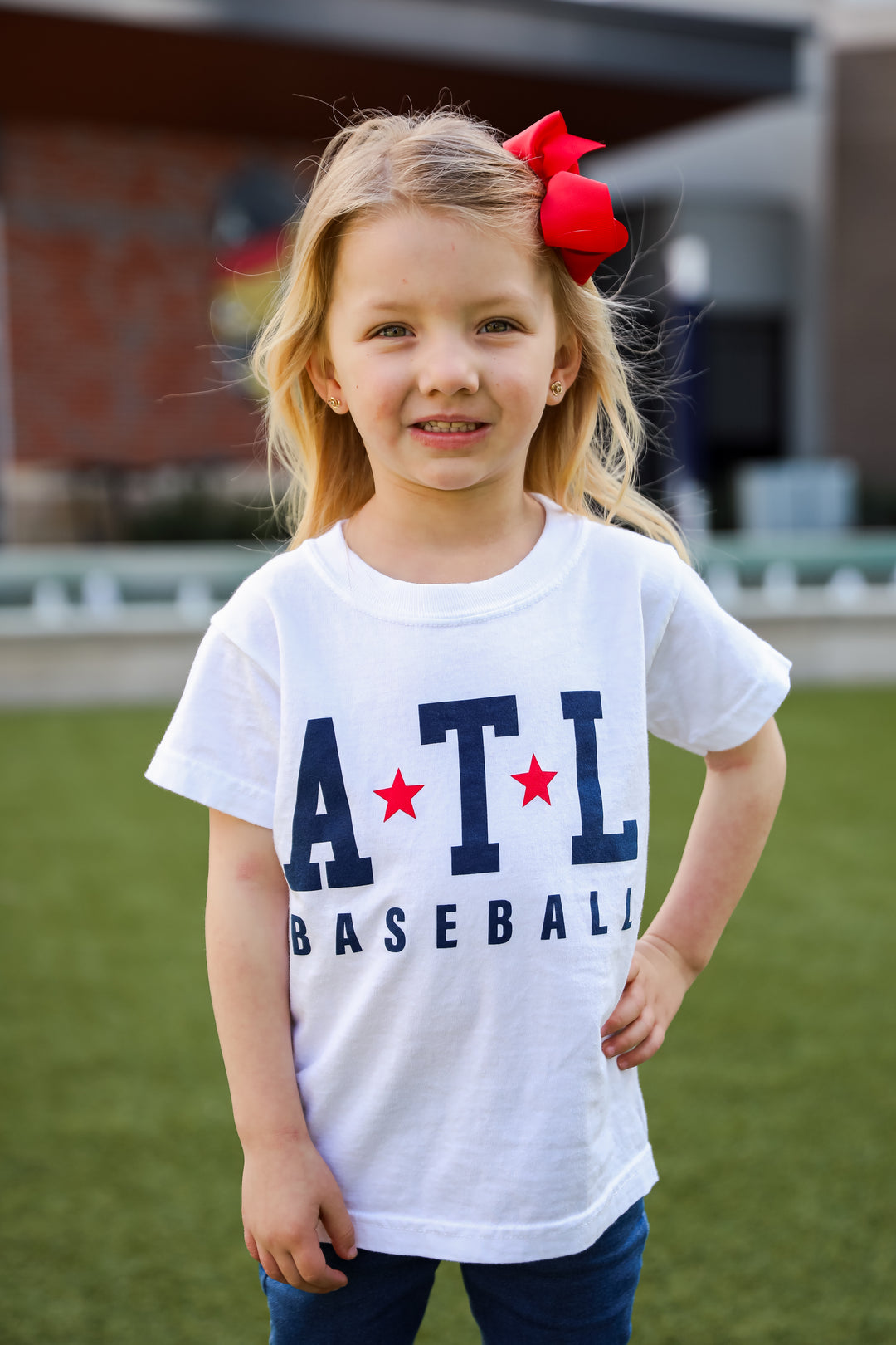 Youth White ATL Star Baseball Tee