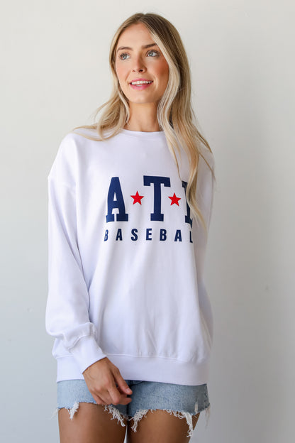 White ATL Baseball Star Sweatshirt