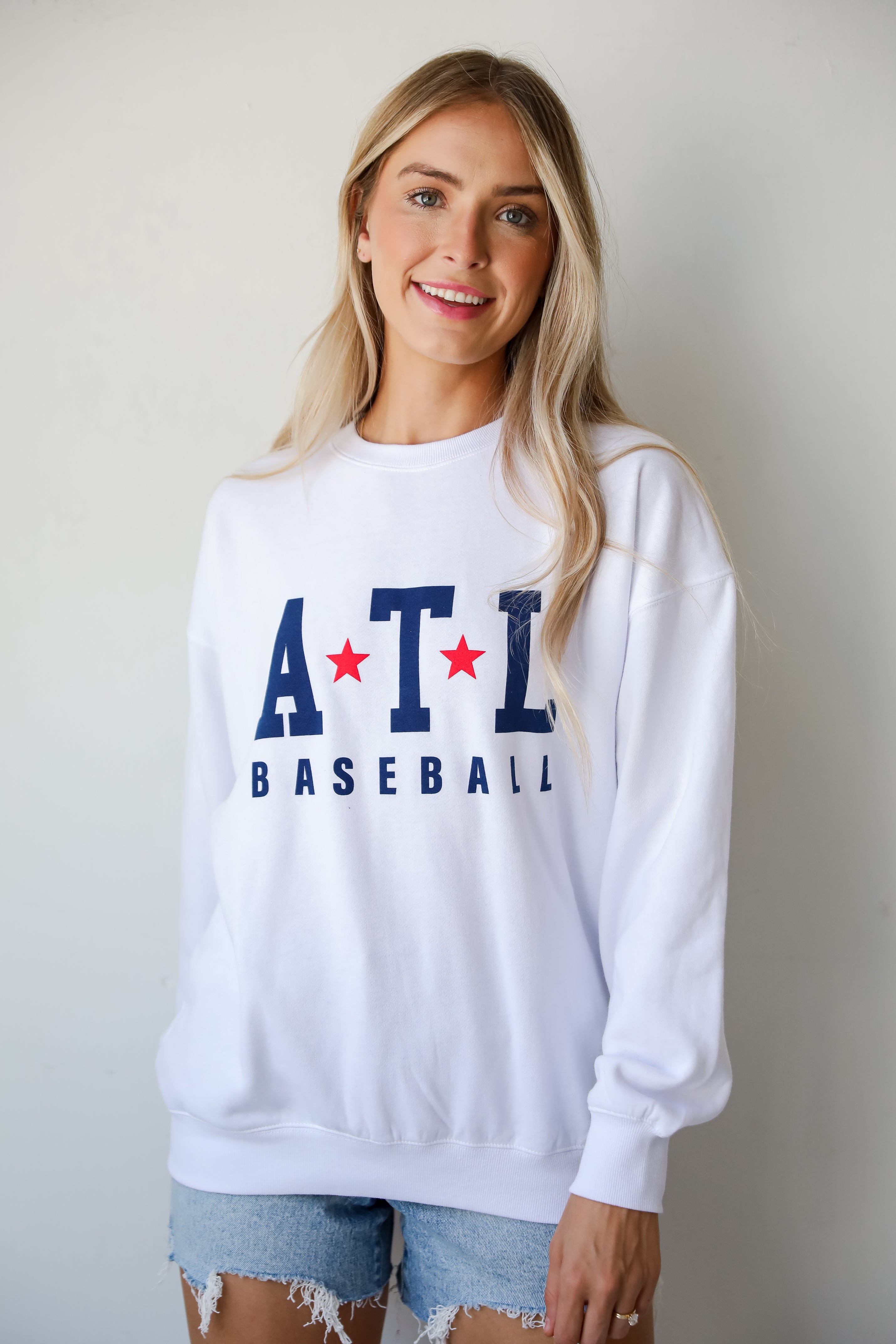 White ATL Baseball Star Sweatshirt