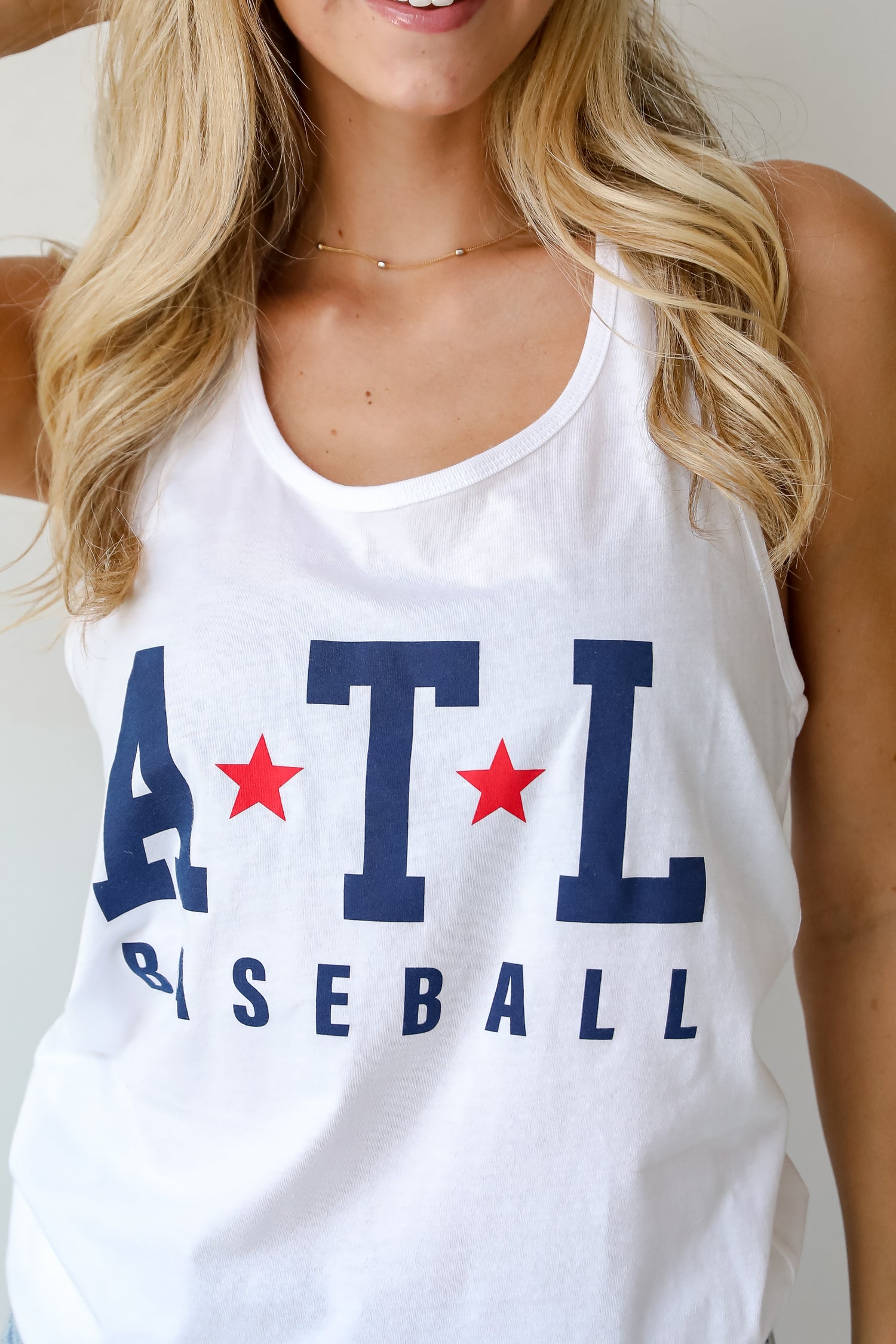 White ATL Baseball Star Tank