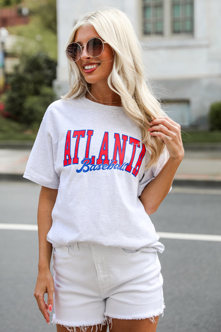 cute braves tee. Heather Grey Atlanta Baseball Tee