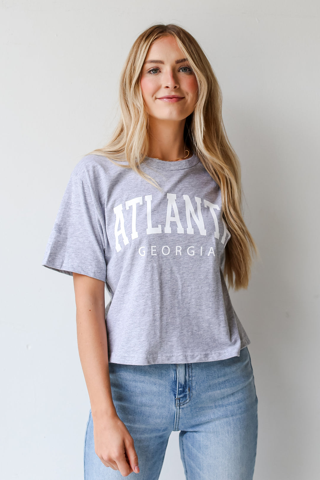 Heather Grey Atlanta Georgia Cropped Tee front view