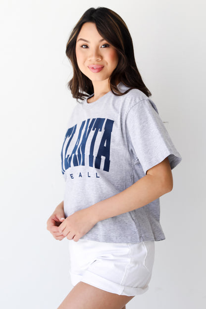 Heather Grey Atlanta Baseball Cropped Tee side view