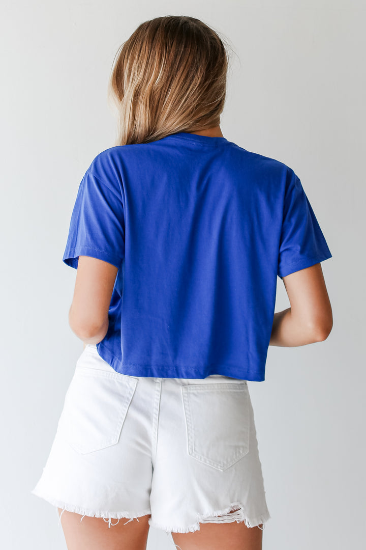 Royal Blue Atlanta Baseball Cropped Tee back view