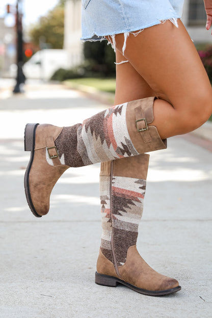 Gone Out West Taupe Aztec Boots