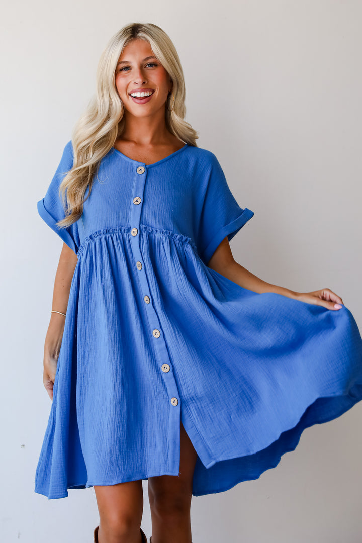 Momentous Cuteness Linen Babydoll Mini Dress