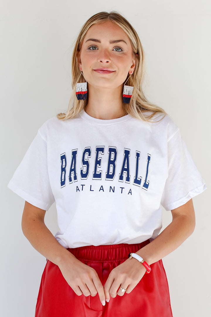 white Baseball Atlanta Cropped Tee front view