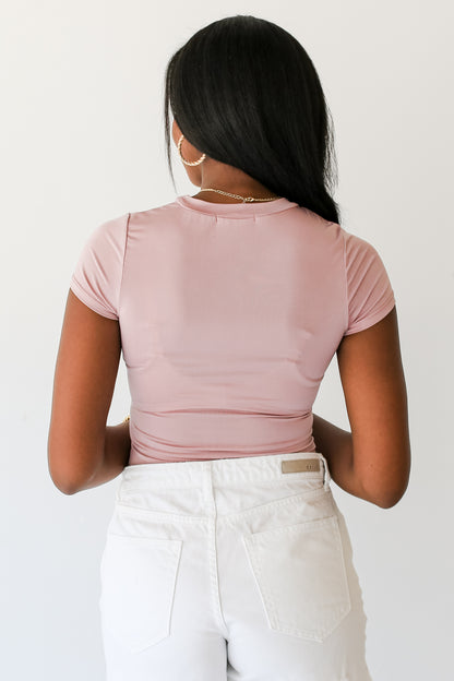 mauve basic Bodysuit back view