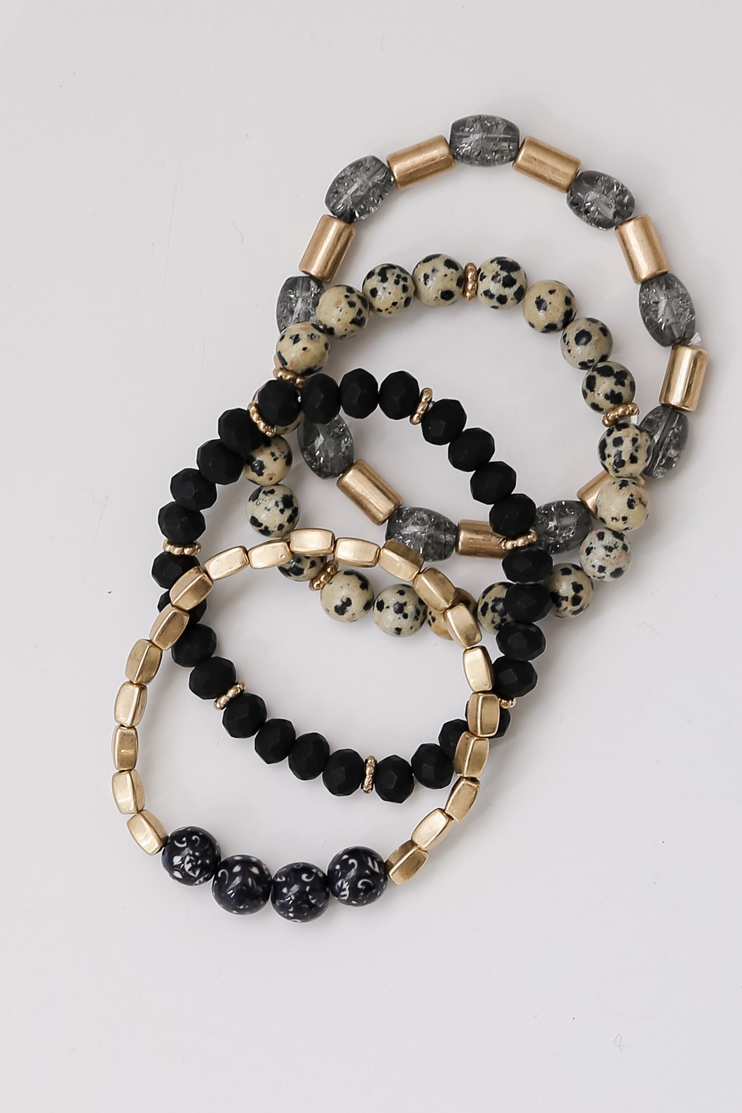 black Beaded Bracelet Set